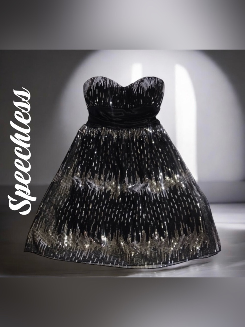 SPEECHLESS BLACK SHIMMERING SEQUIN DRESS